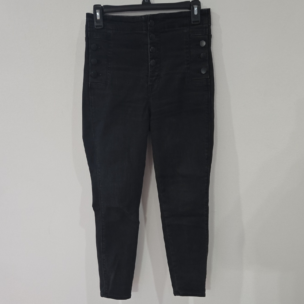 J Brand Sz 26  Black Natasha High Rise Skinny Button Fly Stretch Ankle Jens